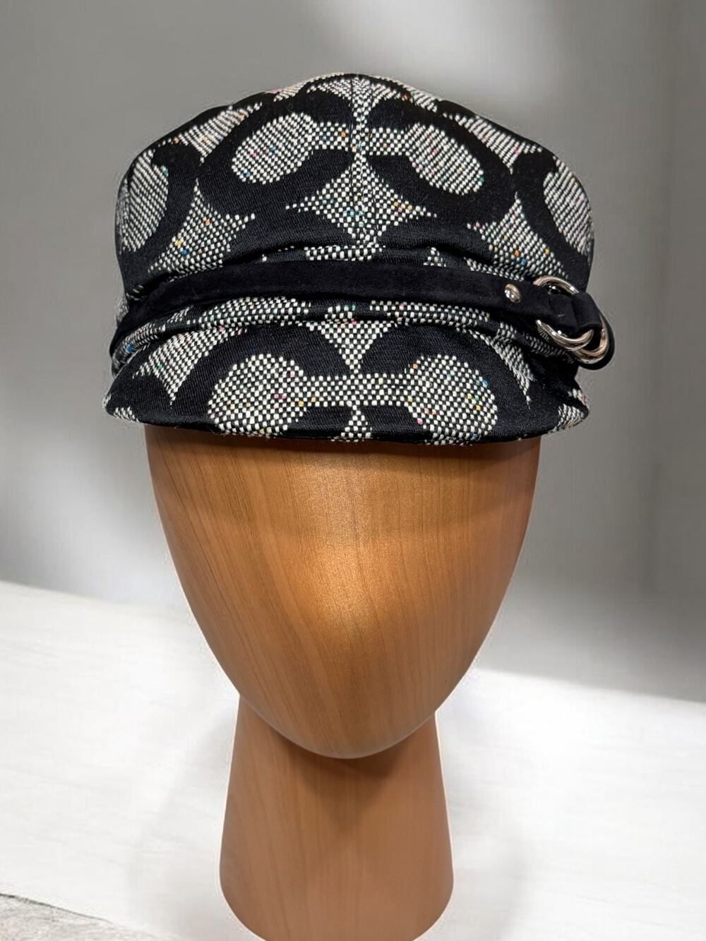 Y2K Coach Signature Op Art Wool Page Boy Hat Size P/S